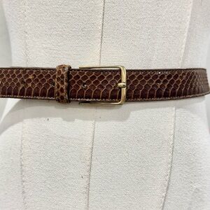 Vintage Oleg Cassini Genuine Snakeskin Belt – Size 34 / 85, Solid Brass Buckle